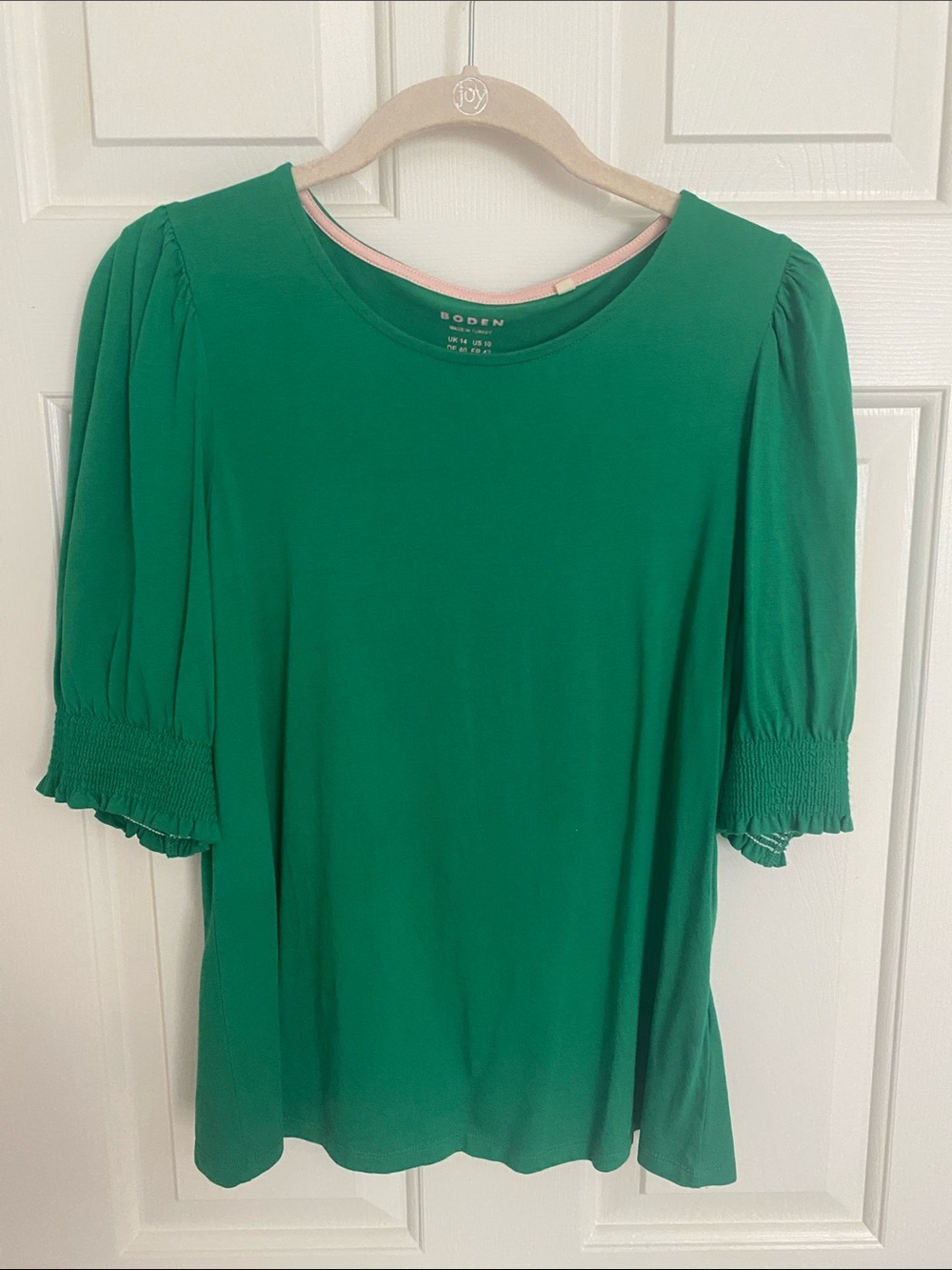 Boden Emerald Green Puff-Sleeve Crewneck Tee